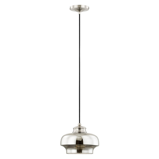 Hand Blown Art Glass 9.25" Mini Pendant in Brushed Nickel