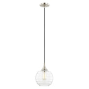 Hand Blown Art Glass 8.75" Globe Mini Pendant in Brushed Nickel