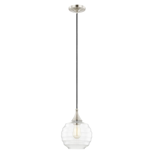 Hand Blown Art Glass 8.75" Globe Mini Pendant in Brushed Nickel