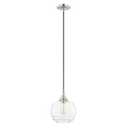Hand Blown Art Glass 8.75" Globe Mini Pendant in Brushed Nickel