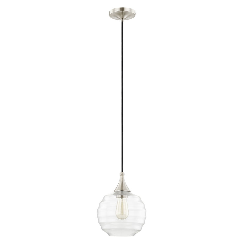 Hand Blown Art Glass 8.75" Globe Mini Pendant in Brushed Nickel