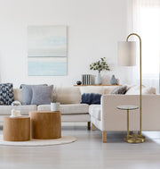 Amira Shelf Floor Lamp in Antique Brass