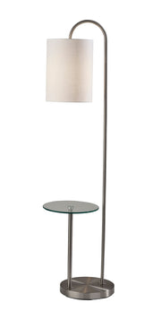 Amira Shelf Floor Lamp in Brushed Steel