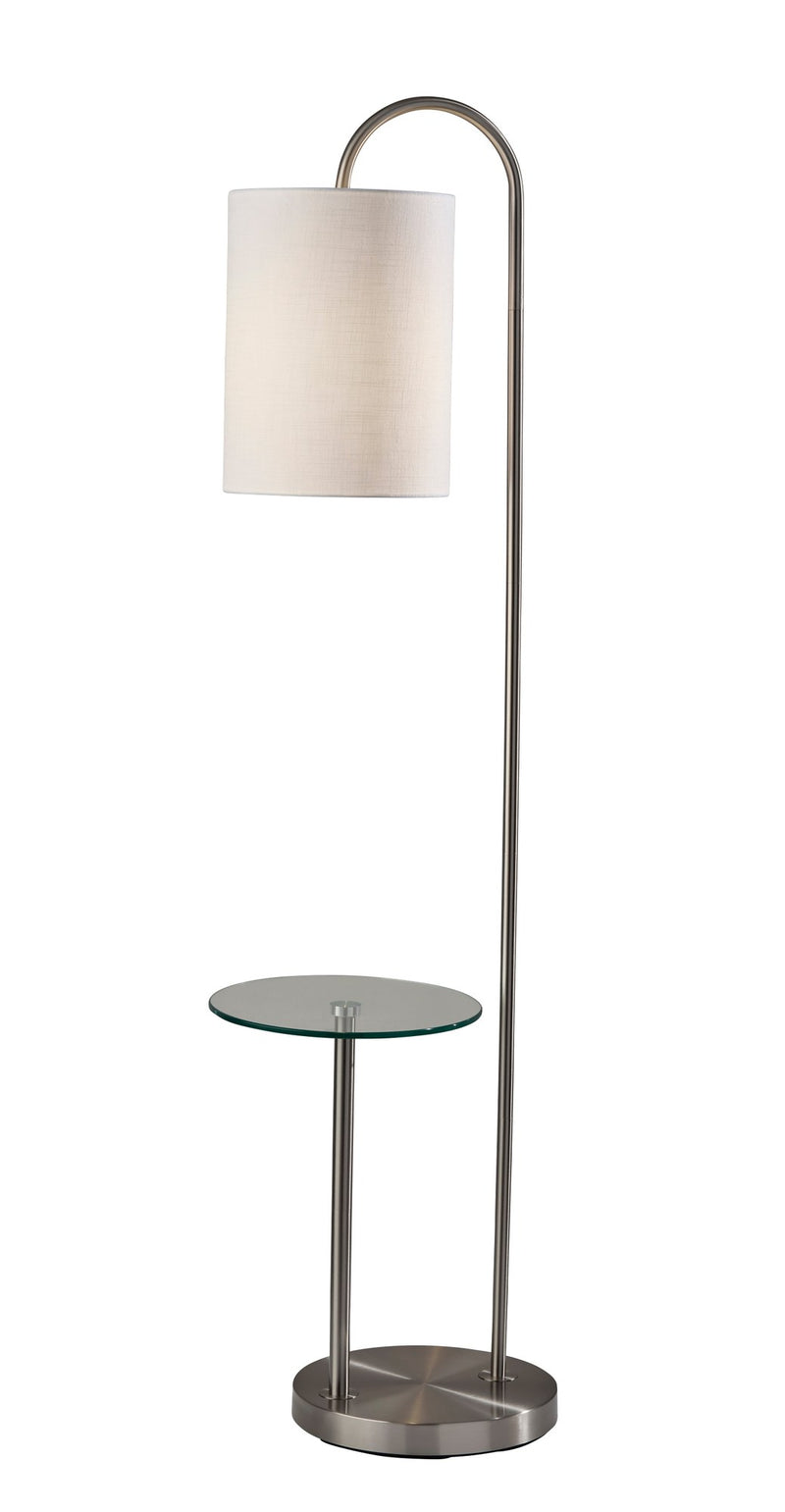Amira Shelf Floor Lamp in Brushed Steel