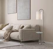 Amira Shelf Floor Lamp in Brushed Steel