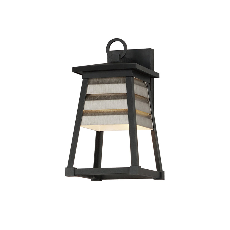 Shutters 1 Light Small Outdoor Wall Sconce in Weathered Zinc / Black