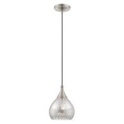 Hand Blown Art Glass 7" Mini Pendant in Brushed Nickel
