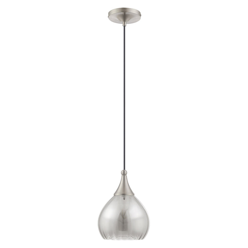 Hand Blown Art Glass 7" Mini Pendant in Brushed Nickel