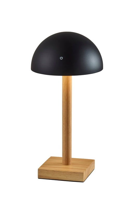 Nash LED Cordless Table Lamp in Black & Natural Wood