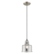 Hand Blown Art Glass 6.75" Mini Pendant in Brushed Nickel