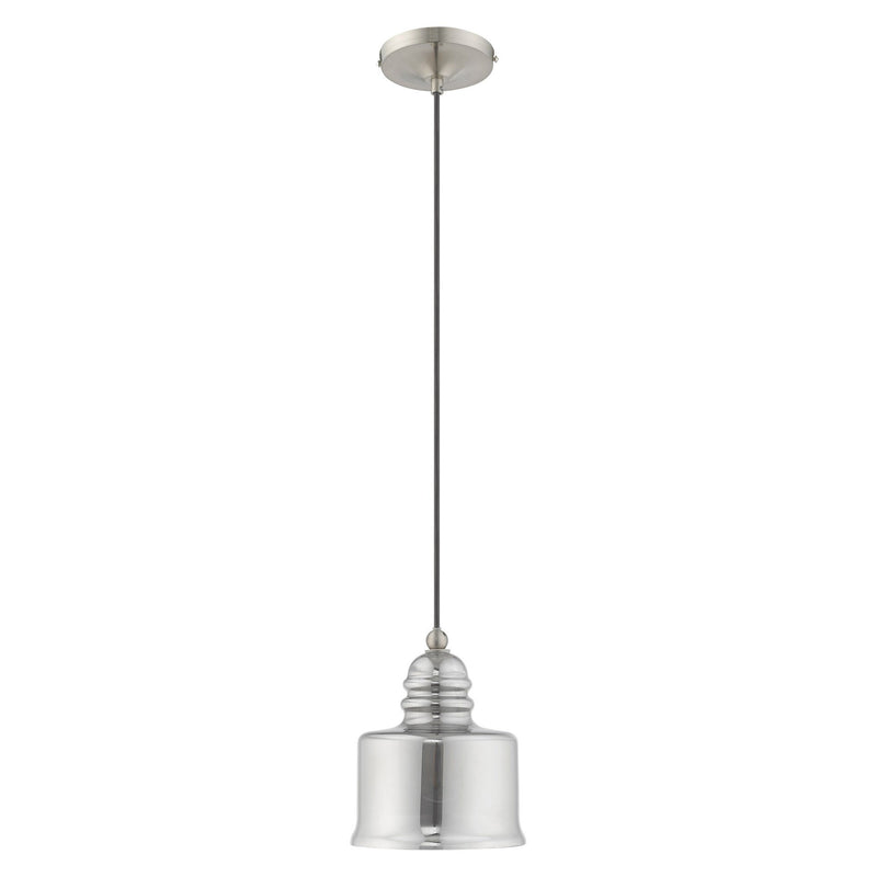 Hand Blown Art Glass 6.75" Mini Pendant in Brushed Nickel