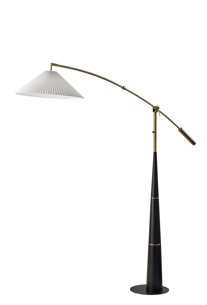 Leroy Arc Floor Lamp in Black & Antique Brass