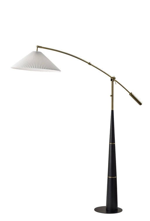 Leroy Arc Floor Lamp in Black & Antique Brass