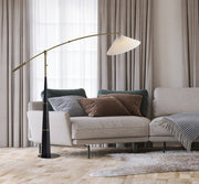 Leroy Arc Floor Lamp in Black & Antique Brass