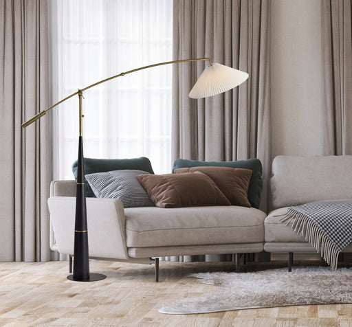 Leroy Arc Floor Lamp in Black & Antique Brass