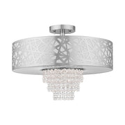 Allendale 4-Light Semi-Flush Mount with Off-White Shade in Polished Chrome