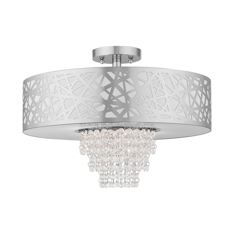 Allendale 4-Light Semi-Flush Mount with Off-White Shade in Polished Chrome