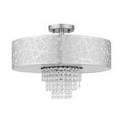 Allendale 4-Light Semi-Flush Mount with Off-White Shade in Polished Chrome
