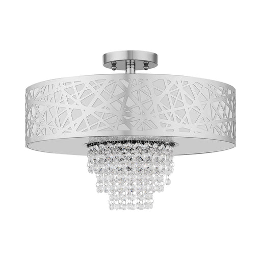 Allendale 4-Light Semi-Flush Mount with Off-White Shade in Polished Chrome