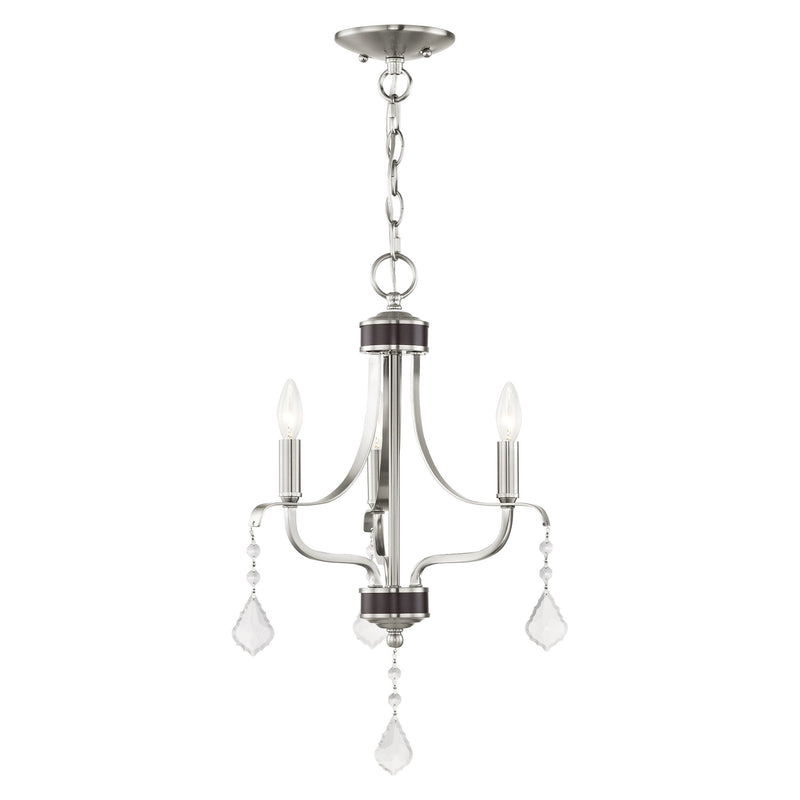 Laurel 3-Light Mini Chandelier in Brushed Nickel with English Bronze Accents