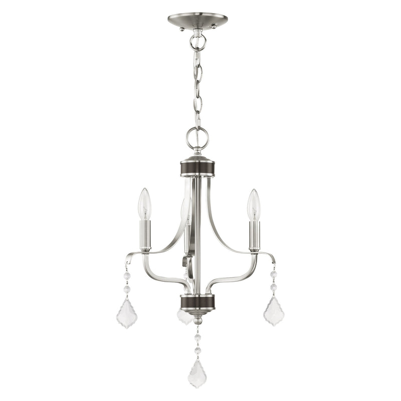Laurel 3-Light Mini Chandelier in Brushed Nickel with English Bronze Accents