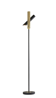 Vega LED Torchiere Floor Lamp in Black W. Antique Brass
