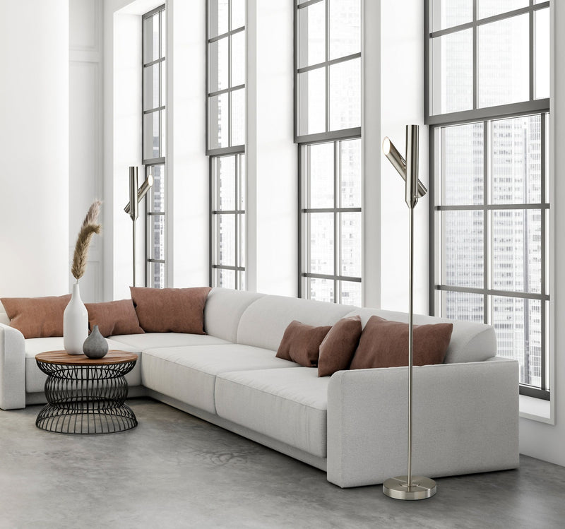 Vega LED Torchiere Floor Lamp in Brushed Steel