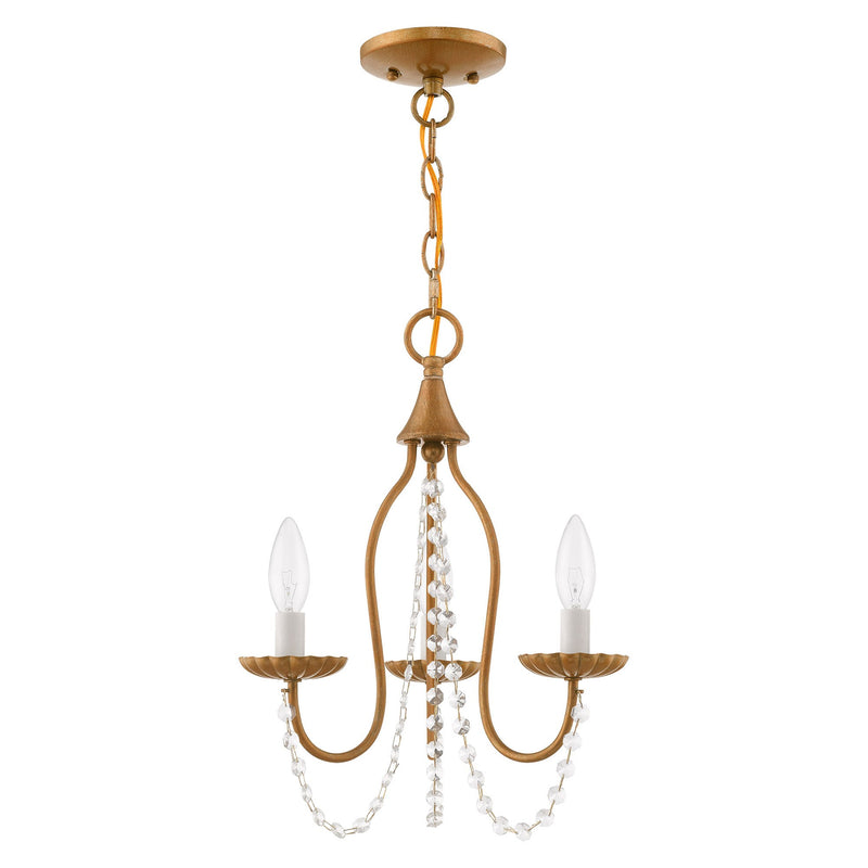 Alessia 3-Light Mini Chandelier in Antique Gold Leaf