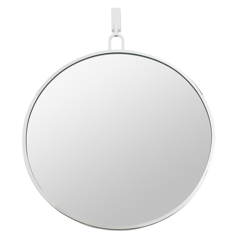 Stopwatch 30" x 33.25" Round Wall Mirror in Polished Nickel