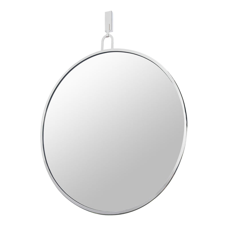 Stopwatch 30" x 33.25" Round Wall Mirror in Polished Nickel