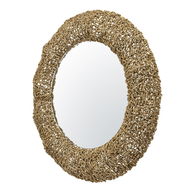 Tangled 33" Round Wall Mirror in Natural Rope