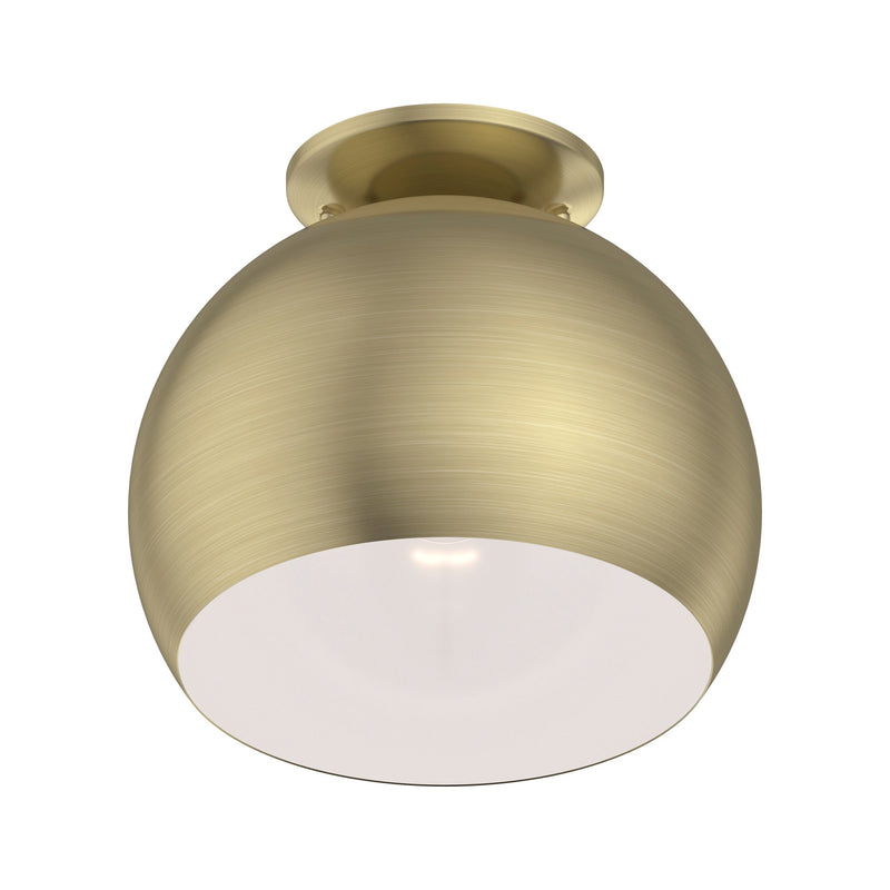 Piedmont Globe Semi-Flush Mount (Model 40800) in Antique Brass