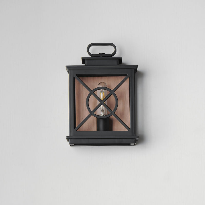 Yorktown VX 1 Light Outdoor Pocket Sconce in Black / Aged Copper