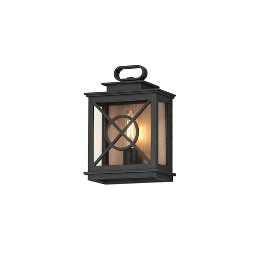 Yorktown VX 1 Light Outdoor Pocket Sconce in Black / Aged Copper