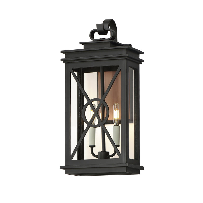 Yorktown VX 2 Light Outdoor Wall Sconce in Black / Aged Copper