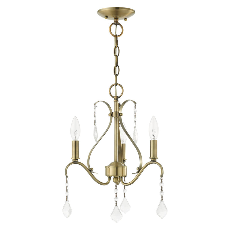 Caterina 3-Light Petite Chandelier in Antique Brass
