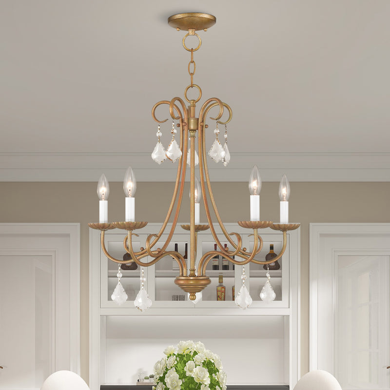 Daphne 5-Light Chandelier in Antique Gold Leaf