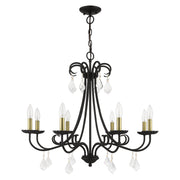 Daphne 8-Light Chandelier in Black with Antique Brass Finish Accents