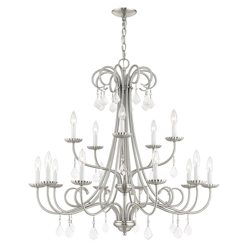Daphne 15-Light Foyer Chandelier in Brushed Nickel