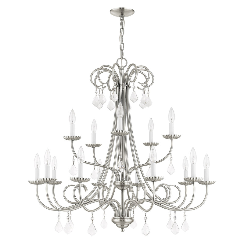 Daphne 15-Light Foyer Chandelier in Brushed Nickel