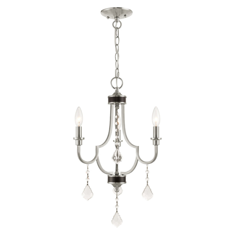 Glendale 3-Light Mini Chandelier in Brushed Nickel with English Bronze Accents