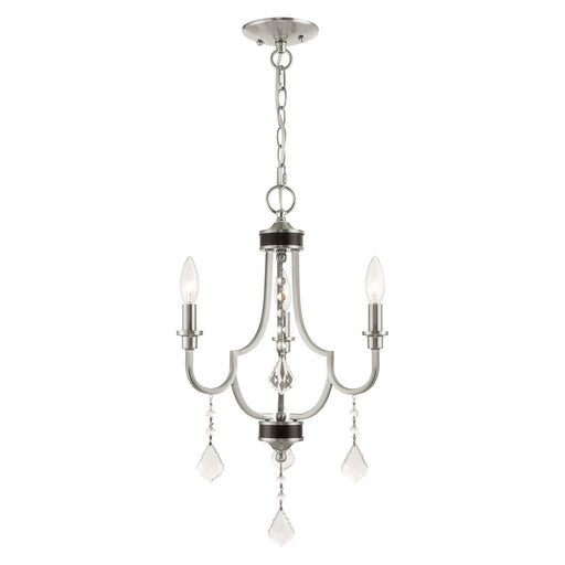 Glendale 3-Light Mini Chandelier in Brushed Nickel with English Bronze Accents