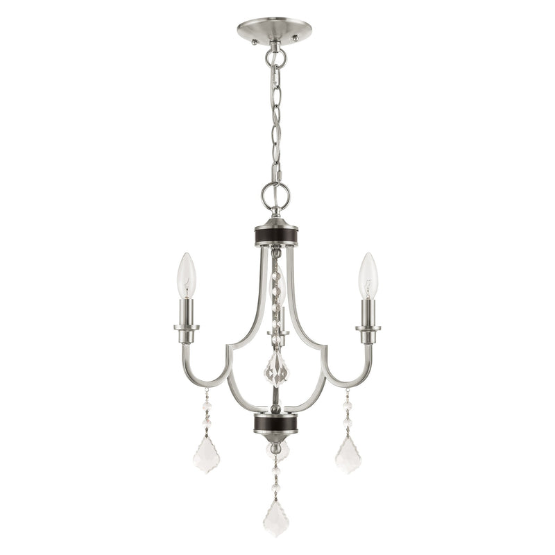 Glendale 3-Light Mini Chandelier in Brushed Nickel with English Bronze Accents