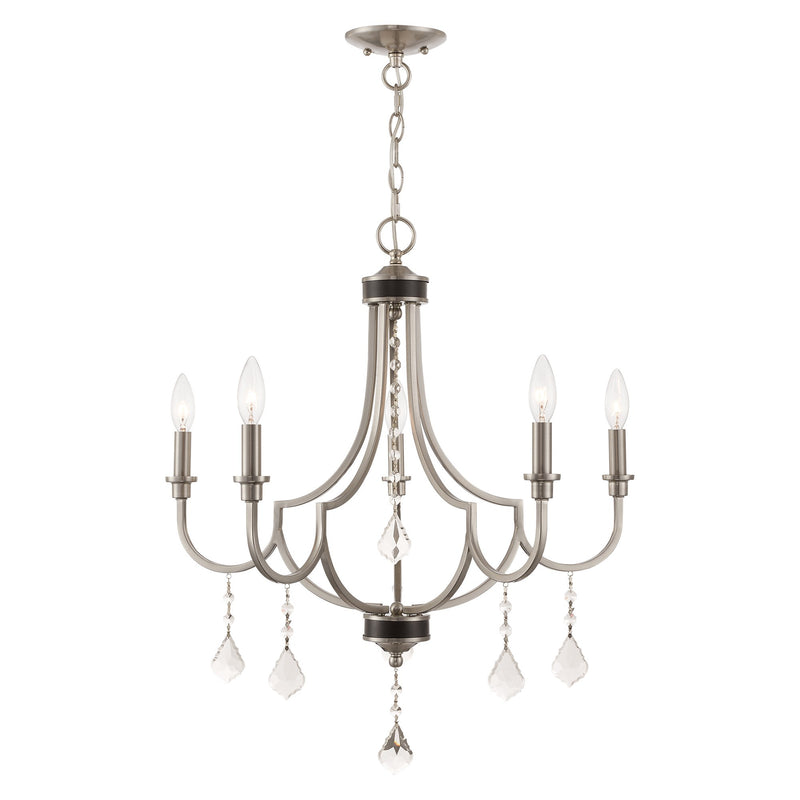 Glendale 5-Light Chandelier in Brushed Nickel with English Bronze Accents