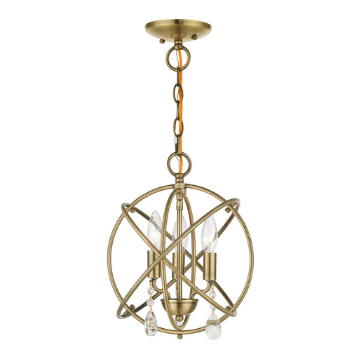 Aria 3-Light Petite Convertible Chandelier / Semi-Flush Mount in Antique Brass