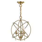 Aria 3-Light Convertible Chandelier / Semi-Flush Mount in Antique Brass