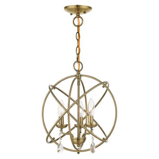 Aria 3-Light Convertible Chandelier / Semi-Flush Mount in Antique Brass