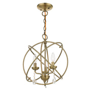 Aria 3-Light Convertible Chandelier / Semi-Flush Mount in Antique Brass