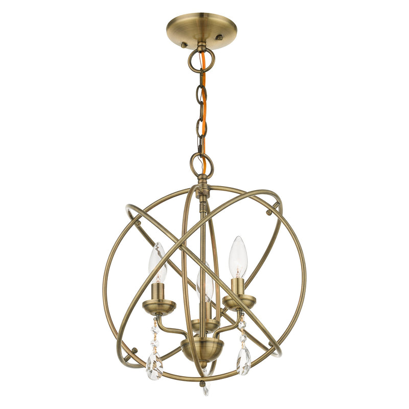 Aria 3-Light Convertible Chandelier / Semi-Flush Mount in Antique Brass