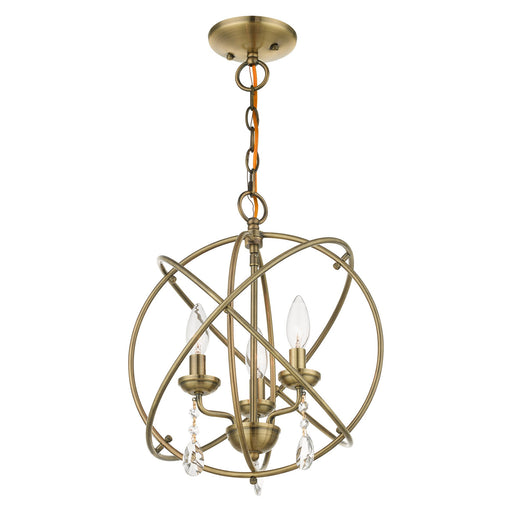 Aria 3-Light Convertible Chandelier / Semi-Flush Mount in Antique Brass